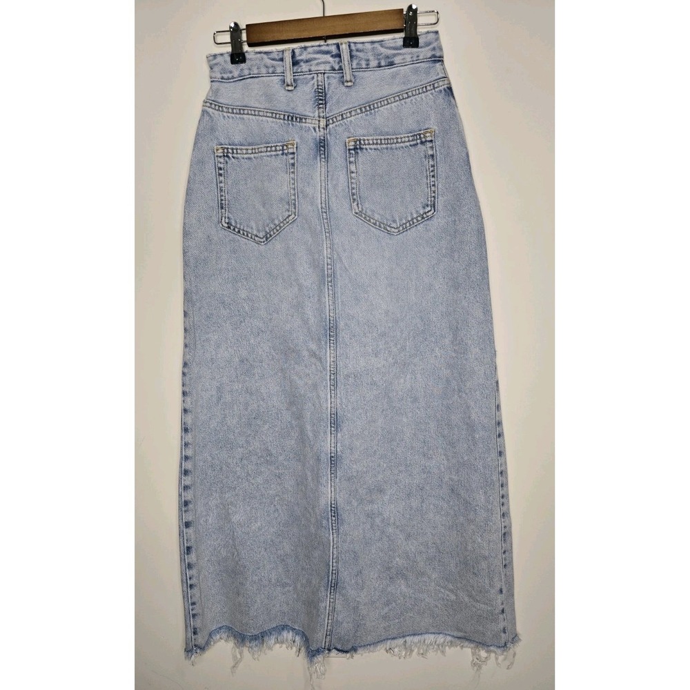 Pilcro Anthropologie Women's Denim Maxi Skirt High Rise Front Slit Size 4 New - Picture 6 of 10